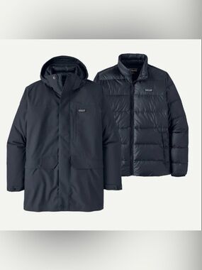 Patagonia 3 in 1 TRES Men's Navy Puffer Parka with Removable Insulated Jacket